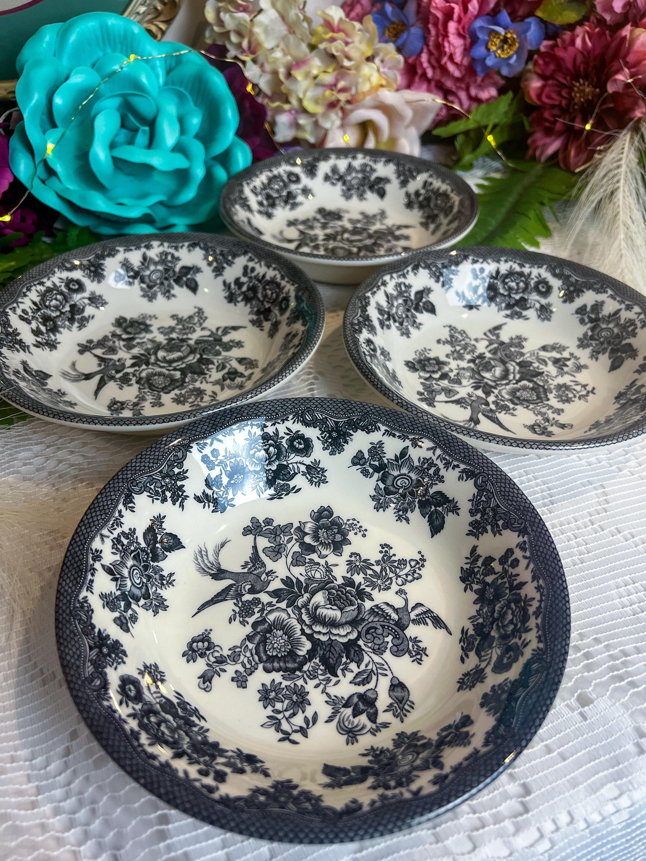 Royal Stafford Black Asiatic Pheasant Bowls - Set of 4 - Made in