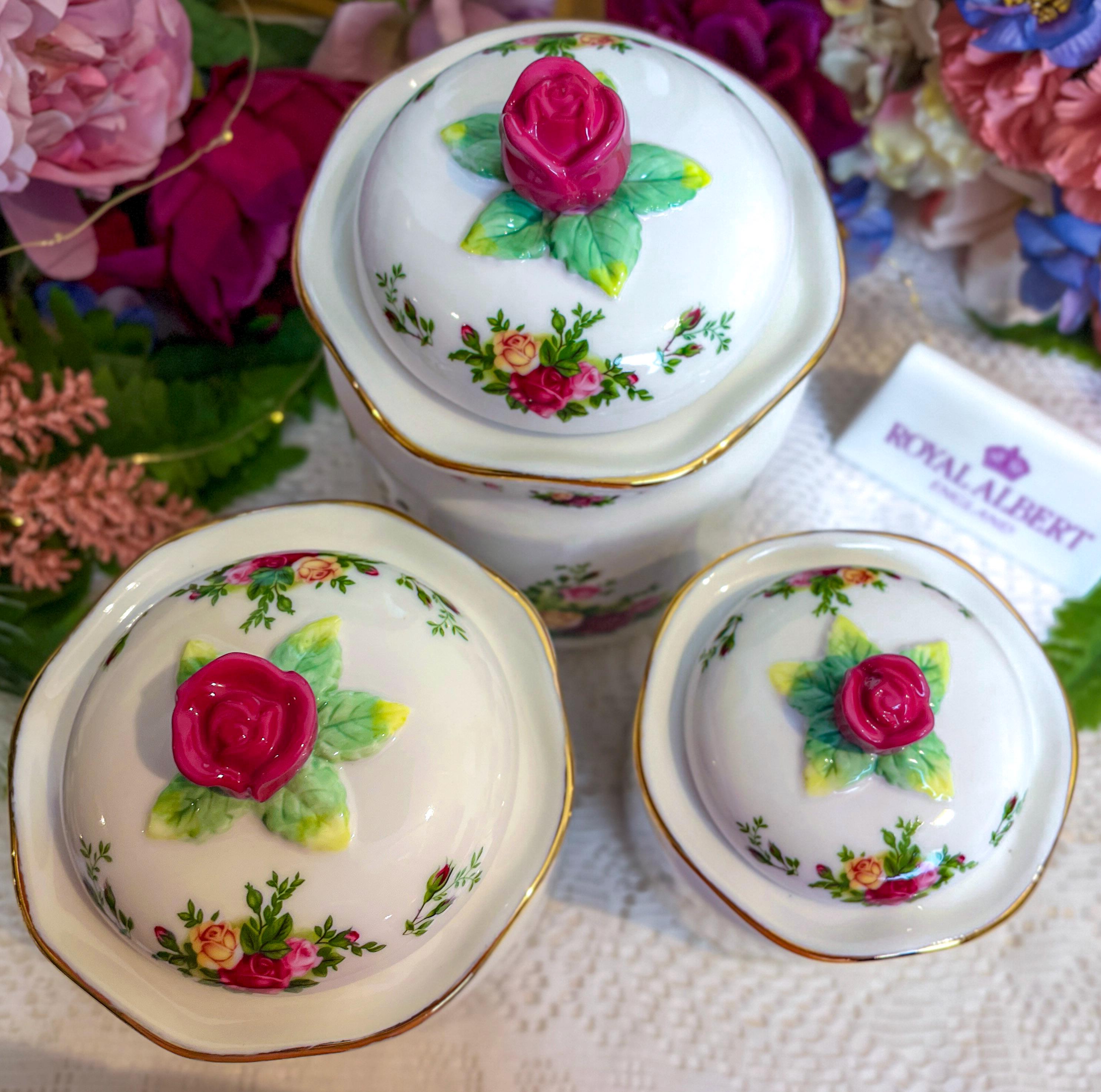 Royal Albert Old Country Roses Canisters: Vintage English Bone 