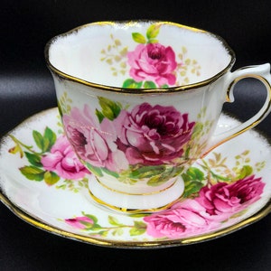 Royal Albert American Beauty Rose Floral Vintage Bone China Teacup and Saucer, 24 sets available, first quality, made in england