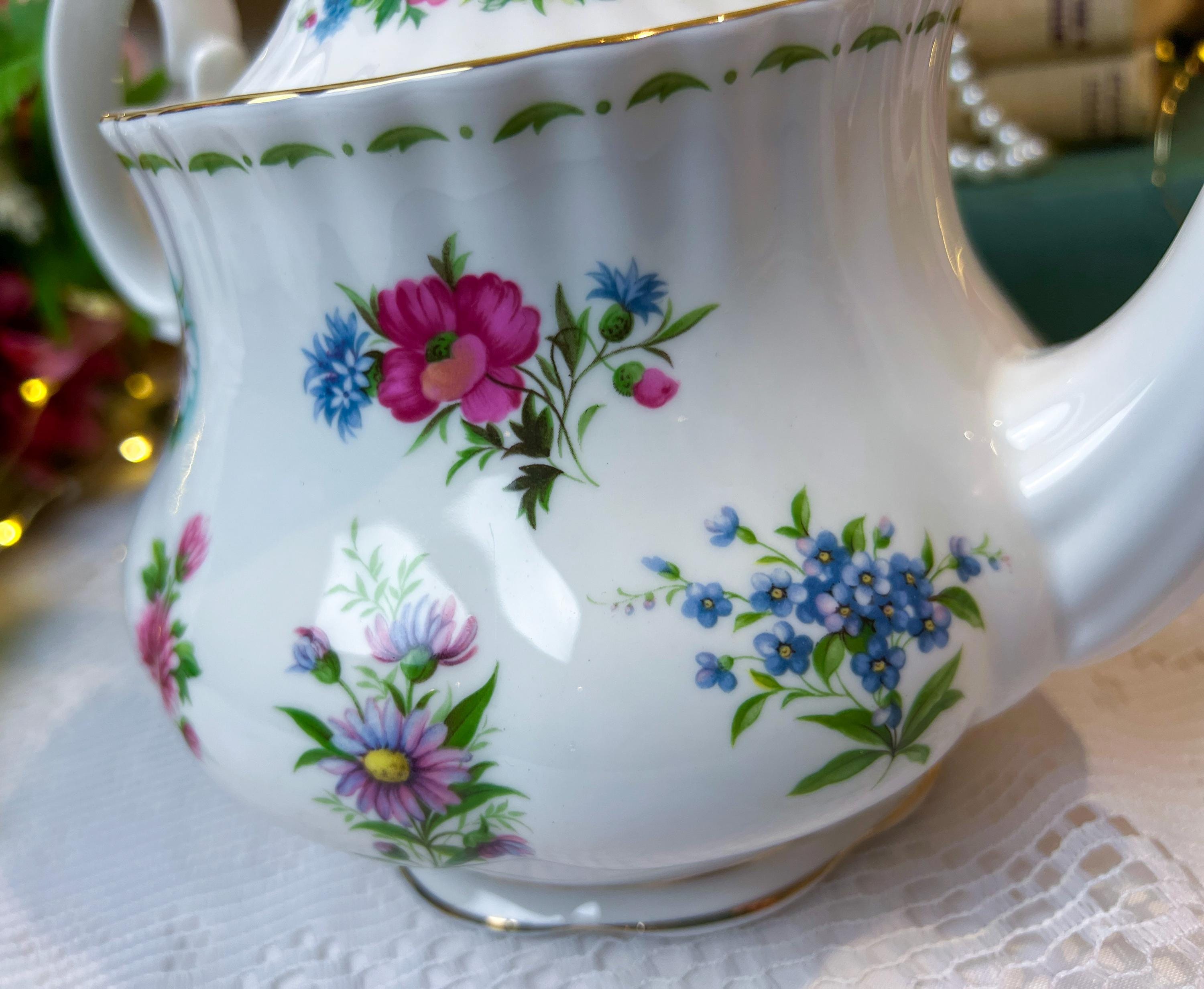 Large Royal Albert Flowers of the Month 6 Cup Teapot, Vintage