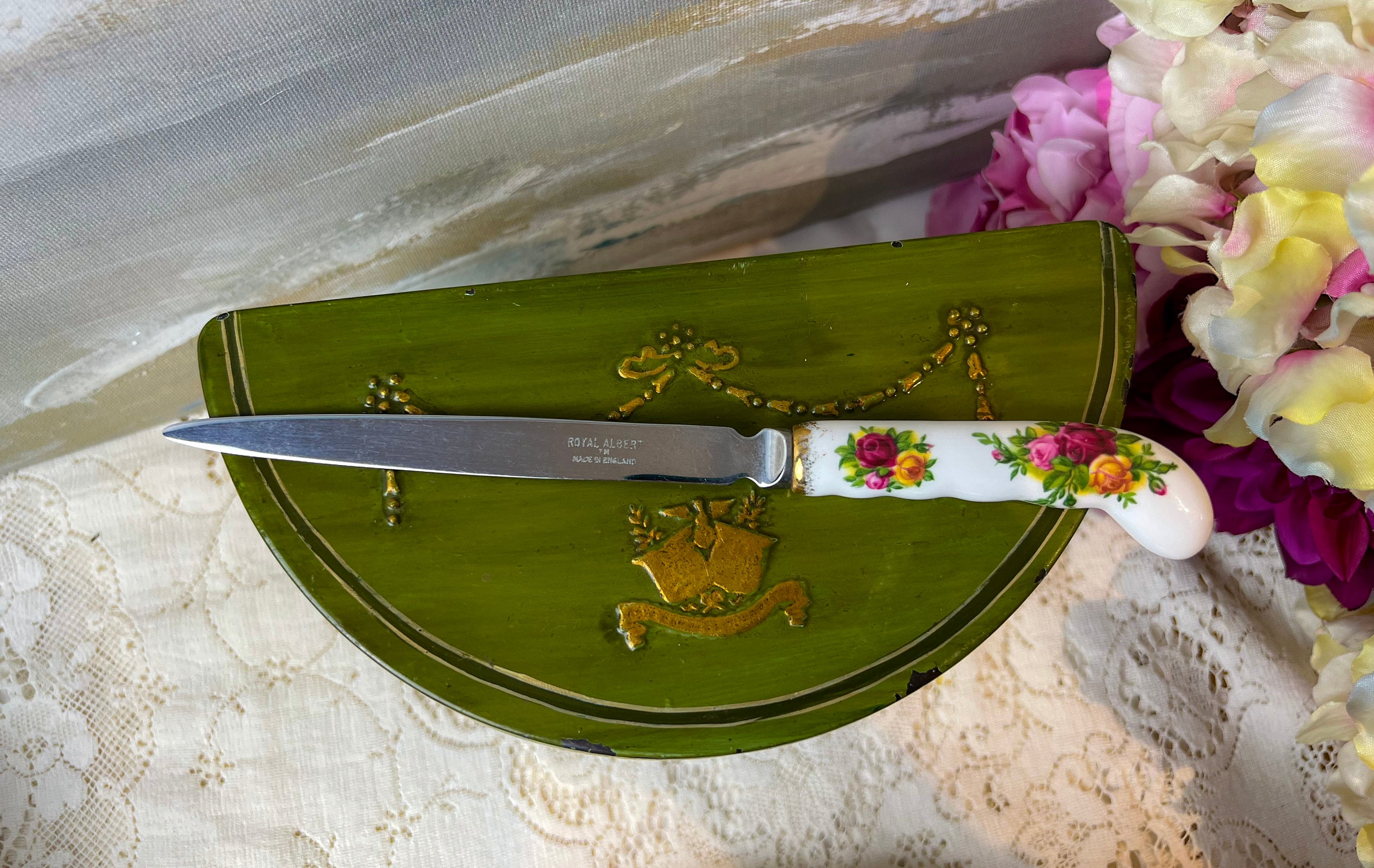 Vintage Royal Albert Old Country Roses Serving Utensil, Cake Knife