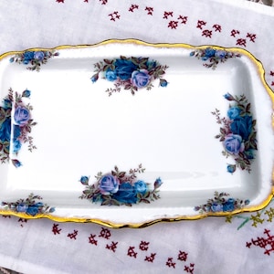 Vintage Royal Albert Moonlight Rose Rectangular Sandwich Tray, England Bone China gift