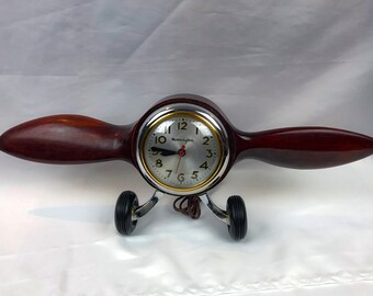 1930s Art Deco Working Master Crafters / Sessions Electric Airplane Propeller Clock, father's day gift, vintage airplane, pilot gift
