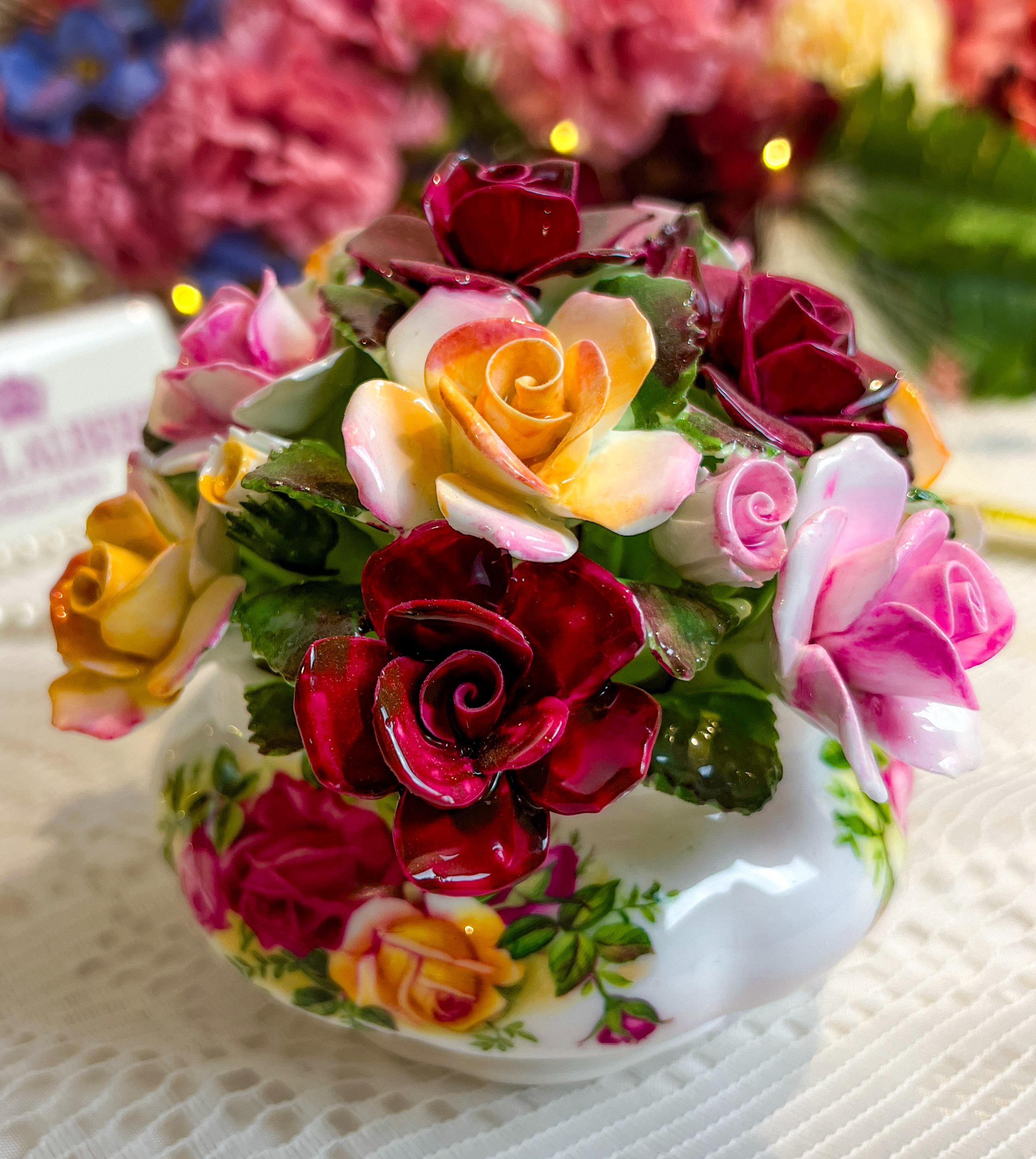 Extra Lg Vintage Royal Albert Old Country Rose Floral Arrangement