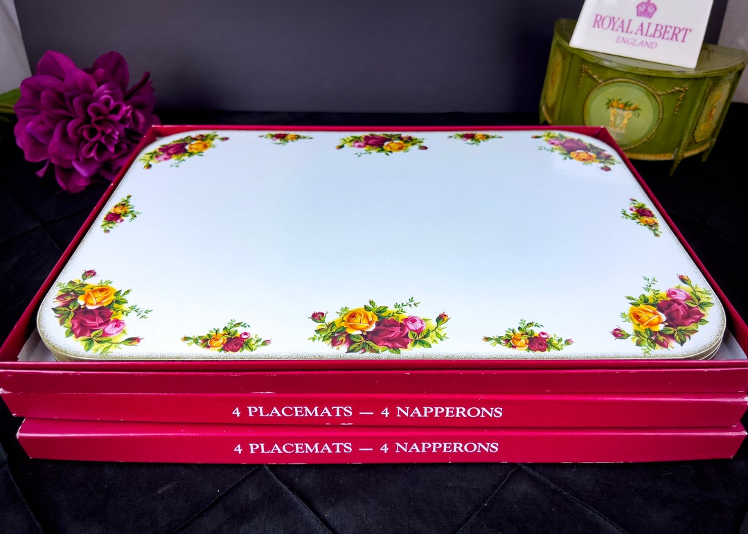 Set of 4 Vintage Unused Royal Albert Old Country Rose Table Placemats