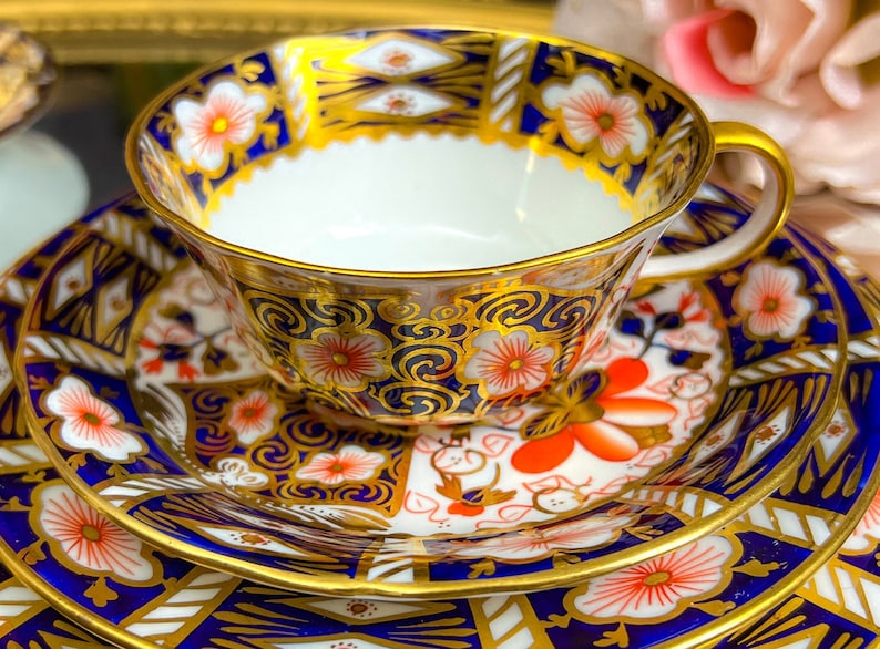 Vintage Royal Crown Derby Traditional Imari 2451 Items, 1st Quality, SOLD SEPARATELY, Unused, english fine bone china, Cobalt Blue and gold Vernon Shaped Tcup