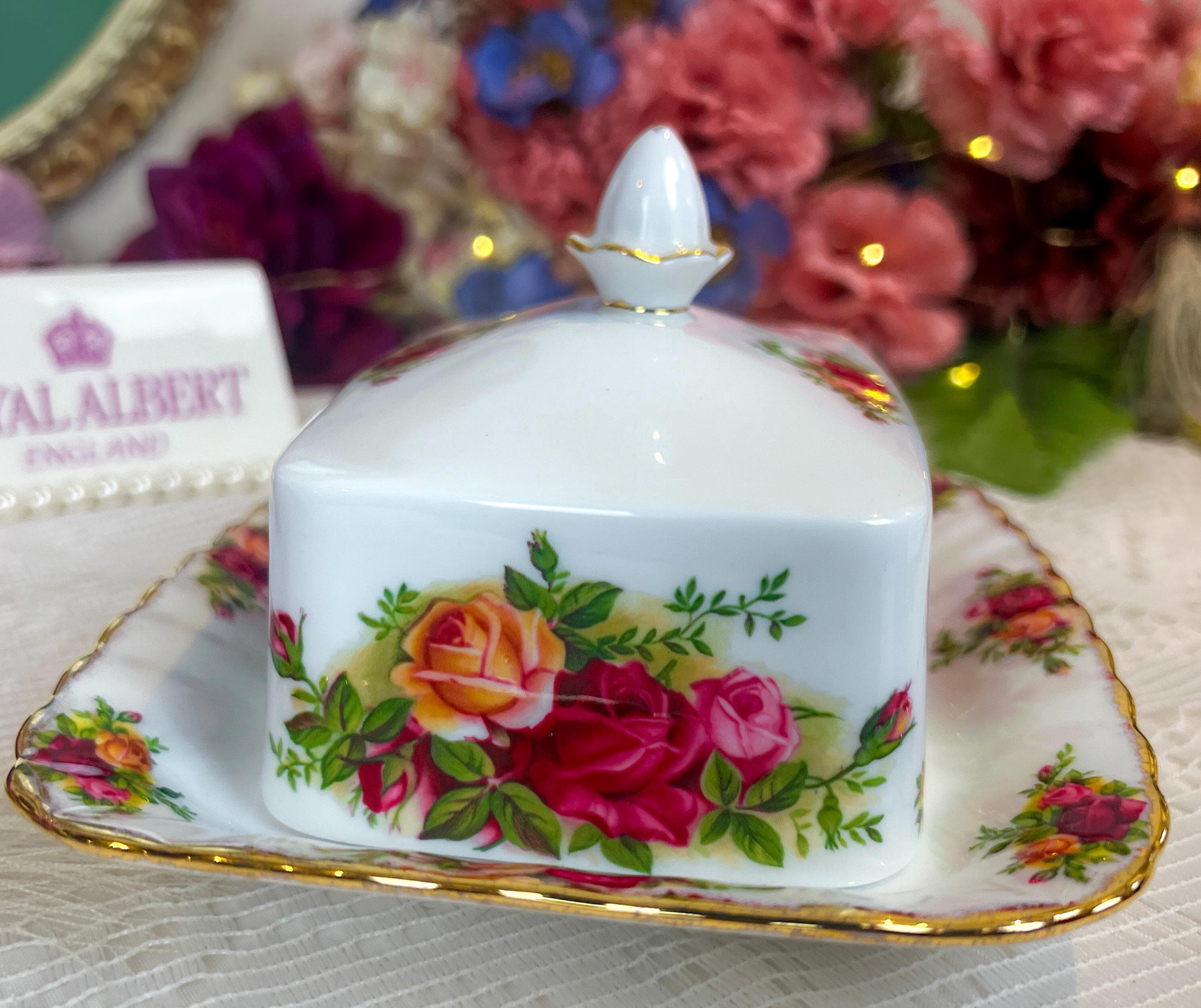 最終値下げ　  Old Country Roses VERY RARE Vintage Royal Albert Old Country Roses Rectangle Butter