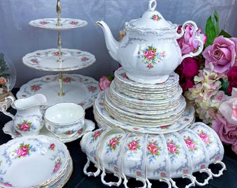 Vintage Royal Albert Tranquility Tee-Service-Auswahl, separat erhältlich, Teekanne, Untersetzer, Kaffeekanne, Sahne, Zucker, unbenutztes englisches Bone China