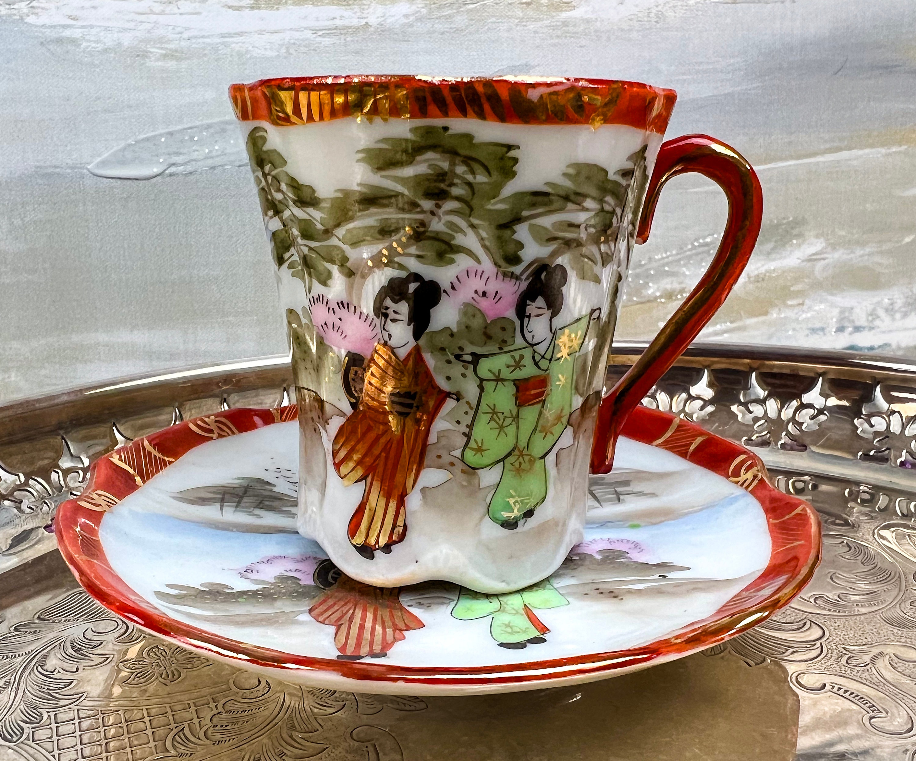 ノリタケ オールドノリタケ 金盛り花束絵 八角カップ＆ソーサー