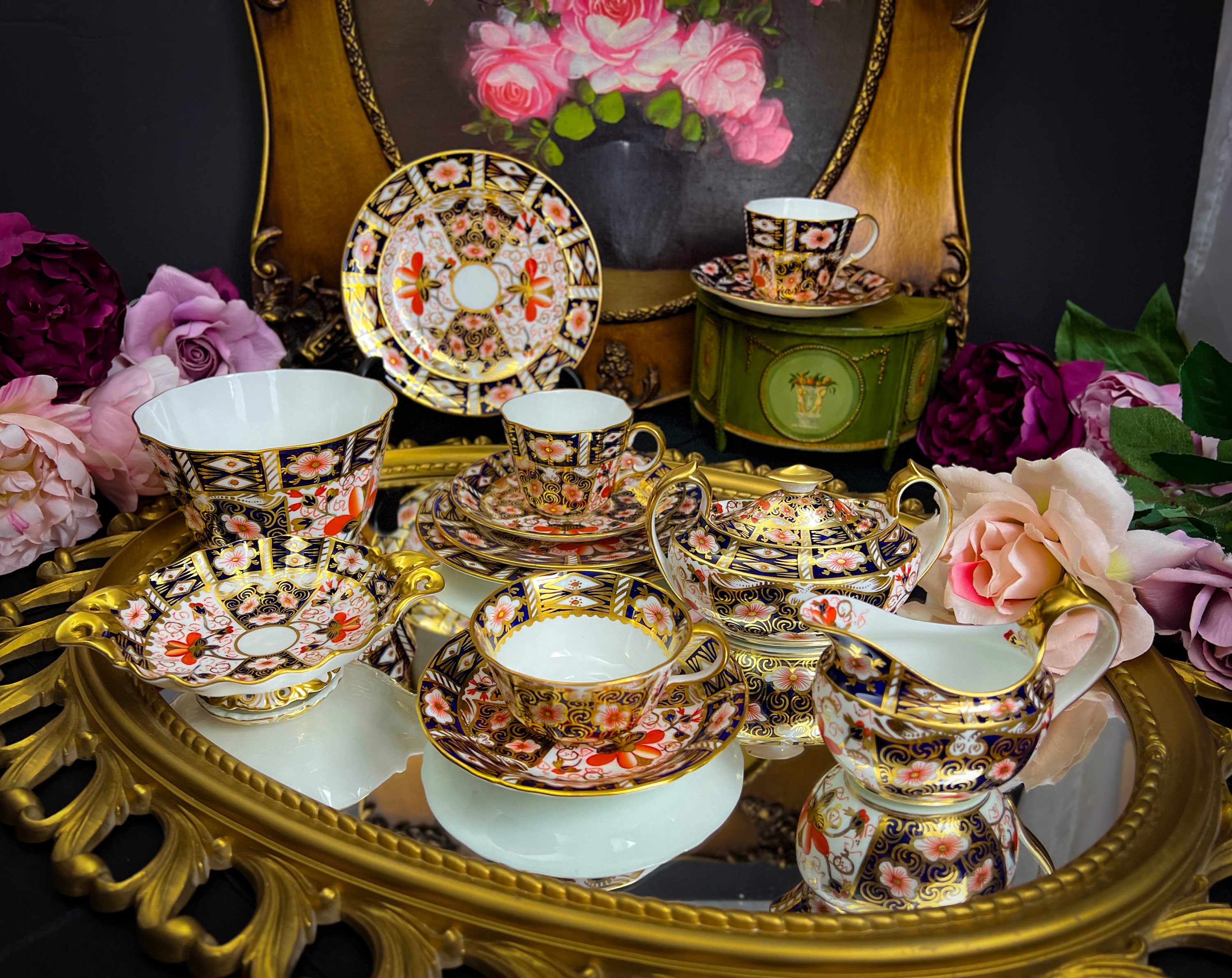 希少  CROWN DERBY  Antornette 花瓶 Royal Antoinette Teapot (1000ml) - Royal Crown Derby