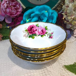 Set of 6 or 8 Royal Albert American Beauty 6.25&quot; Coupe cereal bowls, made in england