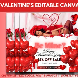 DIY Red Valentine’s Day Template - Valentine’s Day Flyer - Red Flyer - Red Valentine’s Day Flyer - Canva Template - DIY Template - White