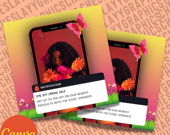Oferta de primavera - Folleto de primavera - Folleto de venta de primavera - Folleto de Canva - Folleto de Pascua - Plantilla de bricolaje - Oferta de primavera - Folleto de redes sociales - Folleto de venta