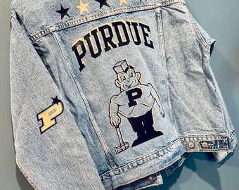 Custom Purdue University jean jacket