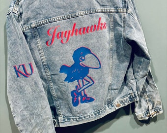 Vestes en jean personnalisées Jayhawks de l'Université du Kansas