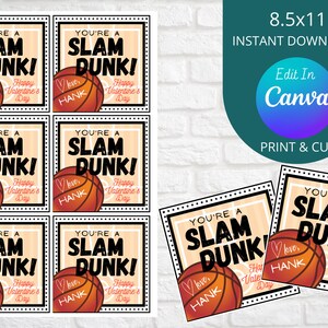 Basketball Kids Valentines Cards Editable Printable