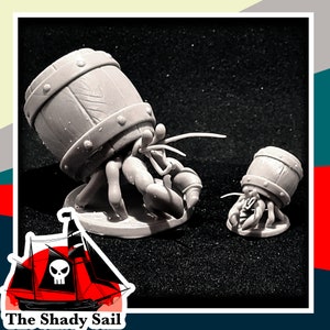 Barrel Hermit Crab TTRPG Miniatures, Dungeons and Dragons, Tabletop games, Role Playing, Miniature, Wargaming, Pathfinder, DnD Minis