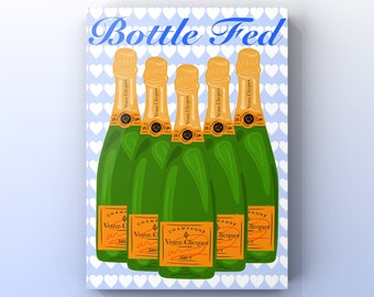 Champagne Bottle print blue