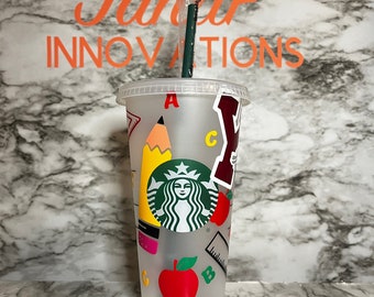 Personalized Teacher Starbucks cup, school logo cup, back to school Starbucks, teacher coffee, teacher crayon cup, teacher, teacher gift