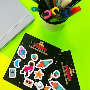 Nostalgic Space Sticker Sheet, Y2K Sticker, Planet Sticker, 90s Aesthetic, Galaxy Sticker, Scrapbook Sticker, Laptop Sticker, Geek Sticker