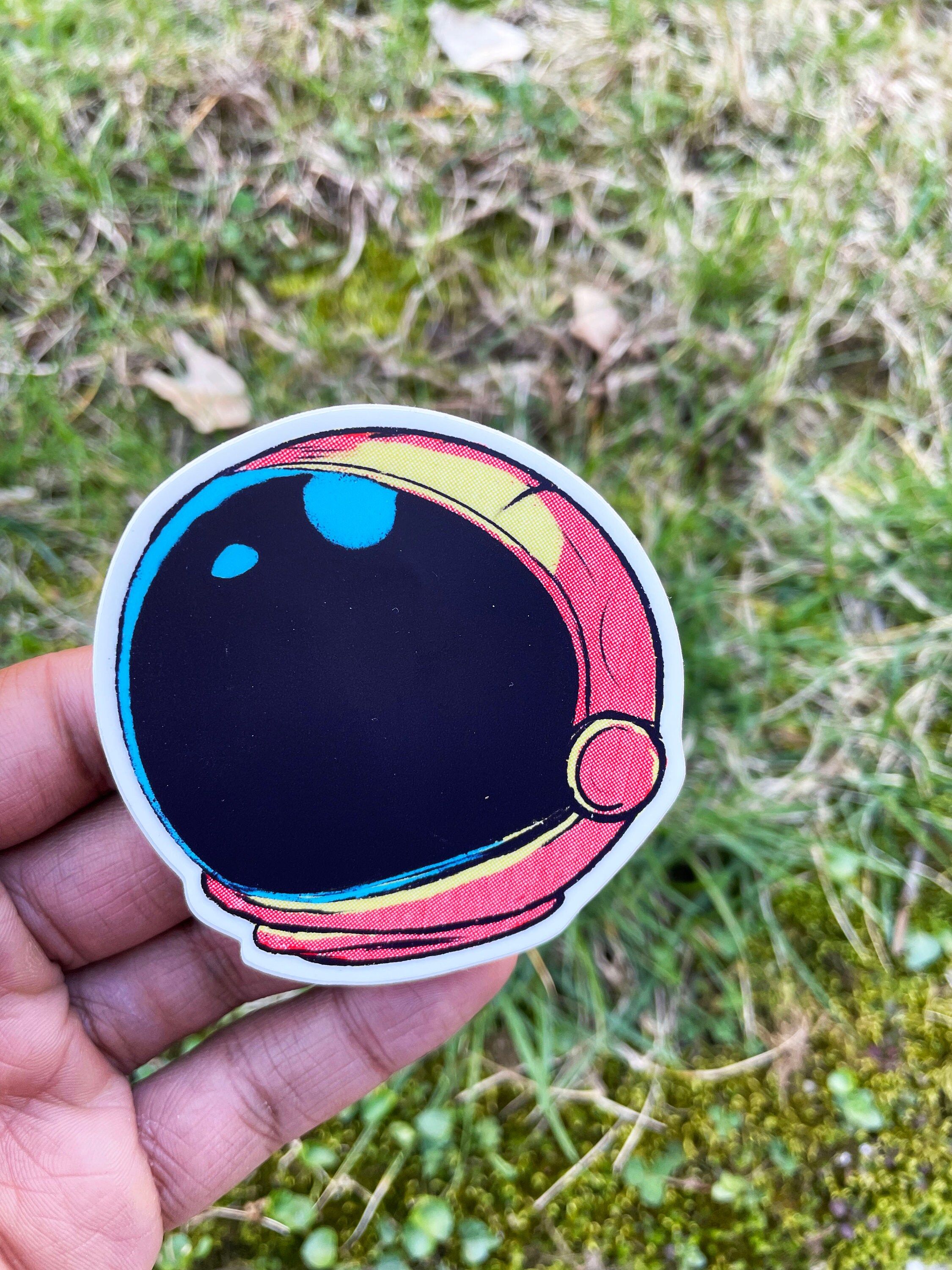 Cosmic Invader Helmet, Comic Book Style Astronaut Helmet Die Cut Vinyl ...