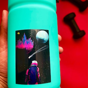 Cosmic Castle, Holographic Space Sticker, Astronaut Sticker, Sci Fi Stickers, Galaxy Sticker, Vinyl Sticker, Waterproof Sticker