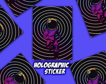 Holographic Black Hole Astronaut Space Vinyl Decal Sticker, Vinyl Decal Sticker, Space and Sci-fi Shiny Holographic Sticker For Space Lovers