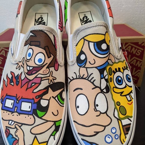 Custom Hand Painted - Nickelodeon Cartoon Network Bubbles Buttercup Blossom Rugrats Vans Generic Canvas Shoes hotsell - Adult or Kids Sizes