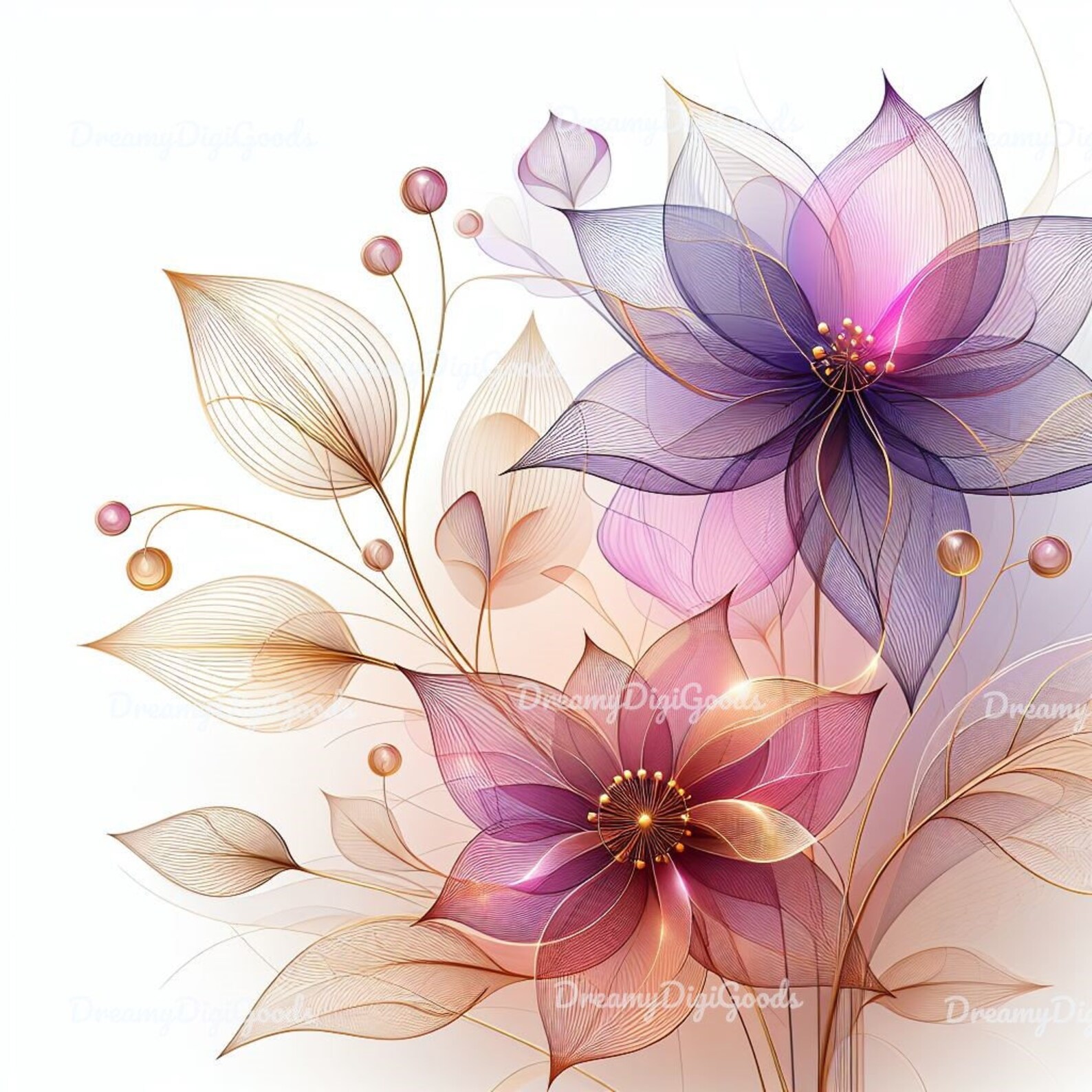 Jpeg Collection Digital Abstract Flowers - Vibrant Bloom - 10 High-quality JPEG ...