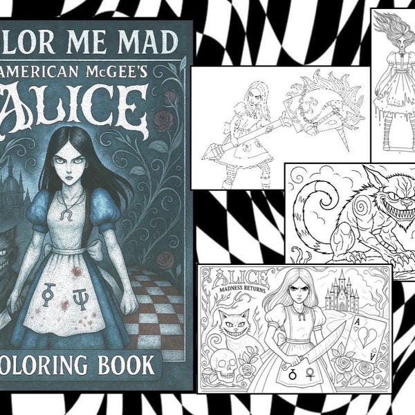 Color Me Mad: Alice Madness American Mcgee Coloring Book *20 Page* PDF