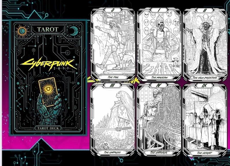 Cyberpunk 2077 Inspired Tarot Cards Color Your Own Tarot Deck PDF ...