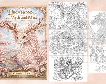 霧と神話のドラゴンぬり絵 *20ページ* PDF
