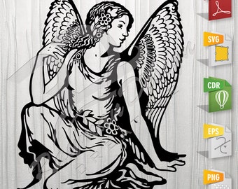 Angel | Stencil, Outline, SVG, Vector Cut file for Printing, Cutting, Engraving.