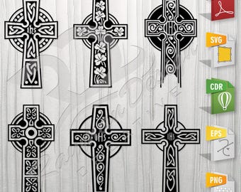 Celtic crosses bundle | Cross, Stencil, Outline, SVG, Vector Cut file for Printing, Cutting, Engraving.