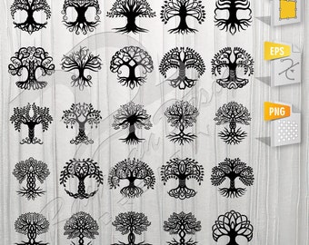 Tree of Life bundle | Tree of life, Stencil, Outline, SVG, Vector Cut file for Printing, Cutting, Engraving.