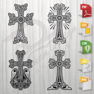 Armenian crosses bundle | Armenian cross, Stencil, Outline, SVG, Vector Cut file for Printing, Cutting, Engraving.