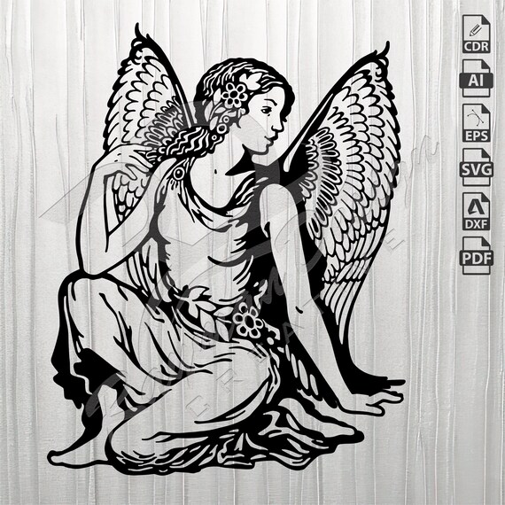 Engel Schablone Outline SVG Vektor Cut Datei zum Drucken - Etsy Schweiz