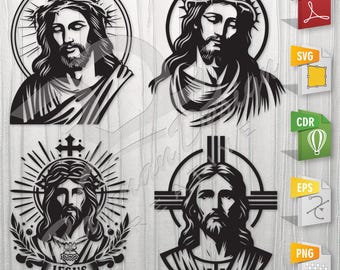 Jesus Christ Bundle | Stencil, Outline, SVG, Vector Cut file for Printing, Cutting, Engraving.