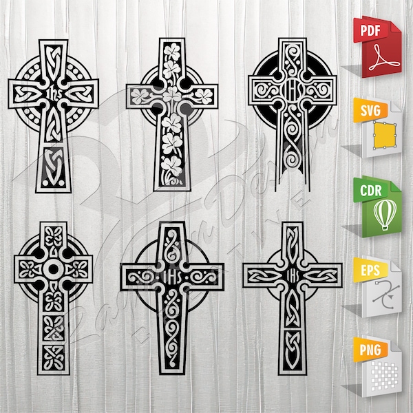 Celtic crosses bundle | Cross, Stencil, Outline, SVG, Vector Cut file for Printing, Cutting, Engraving.