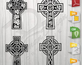 Celtic crosses bundle | Cross, Stencil, Outline, SVG, Vector Cut file for Printing, Cutting, Engraving.