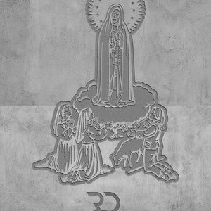 Our Lady of Fatima devotions Virgin Mary, Stencil, Outline, SVG, Vector Cut file for Printing, Cutting, Engraving. image 2