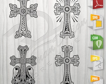 Armenian crosses bundle | Armenian cross, Stencil, Outline, SVG, Vector Cut file for Printing, Cutting, Engraving.