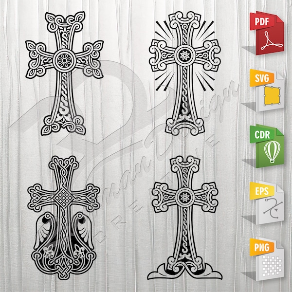 Armenian crosses bundle | Armenian cross, Stencil, Outline, SVG, Vector Cut file for Printing, Cutting, Engraving.