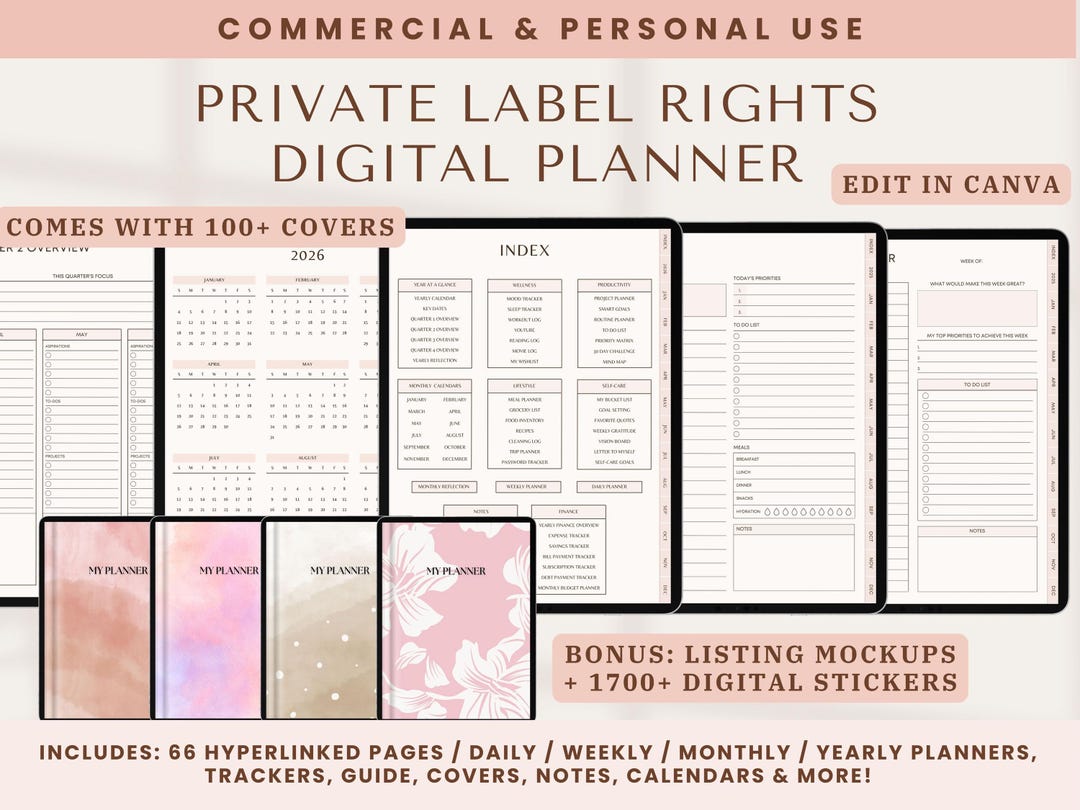 2026 Digital Life Planner: Canva Editable, PLR Resell Rights - Etsy