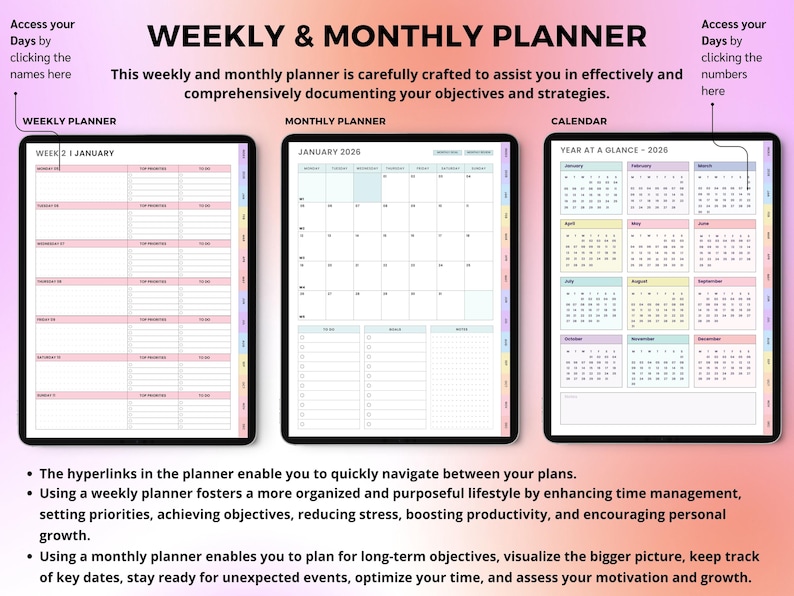 Black Girl Planner, 2026 Digital Planner, Life Planner, Daily Planner, Weekly Planner, Monthly Planner iPad, GoodNotes Notability image 4