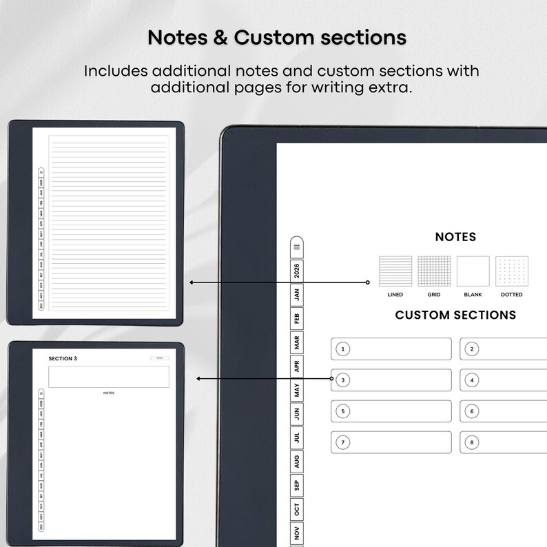Templates for Kindle Scribe Tablets, Productivity Bundle 2026 : Meeting Notes, Notebook, Project (Hyperlinked PDF), Daily Planner 2026 image 8
