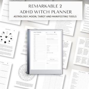 Remarkable 2 ADHD Witchy planner, ADHD-Specific Designs, Witch digital planner, Astrology, Moon, Tarot, Manifestation, Grimoire Pages