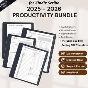 Kindle Scribe 2025, 2026 Planner Bundle: Diario giornaliero, Appunti delle riunioni (Quaderno digitale)