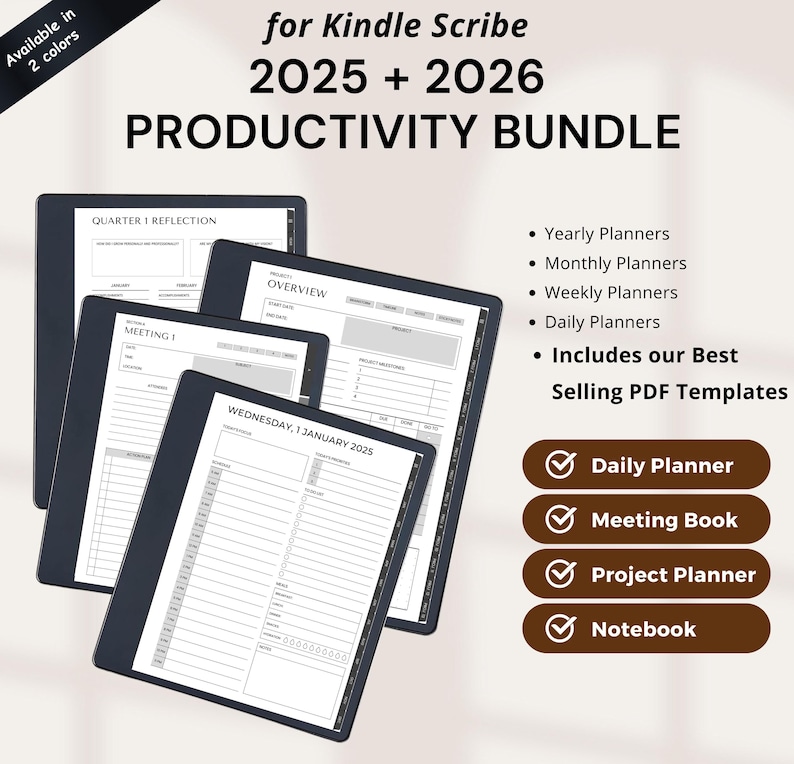 Paquete de agenda Kindle Scribe 2025 y 2026: Diario, notas de reuniones (cuaderno digital) imagen 1