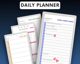 Daily Planner for reMarkable Paper Pro Move 2025 & 2026 Calendar, Hyperlinked PDF Template